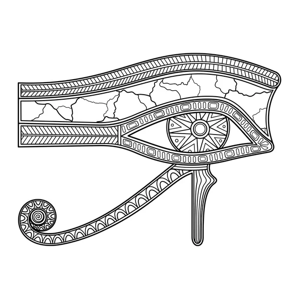Vector Eye of Horus (All-Seeing Eye Wadjet, Udjat) En estilo lineal. El ojo derecho representa a Sun Ra — Vector de stock