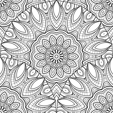 Kusursuz Tek Krom Desenli Vektör. Yazdırılabilir Renk Sayfaları. El Çizimi Dekoratif Squama