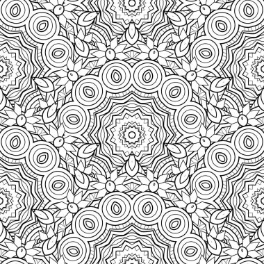 Kusursuz Tek Krom Desenli Vektör. Yazdırılabilir Renk Sayfaları. El Çizimi Dekoratif Squama