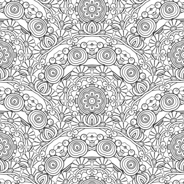 Kusursuz Tek Krom Desenli Vektör. Yazdırılabilir Renk Sayfaları. El Çizimi Dekoratif Squama