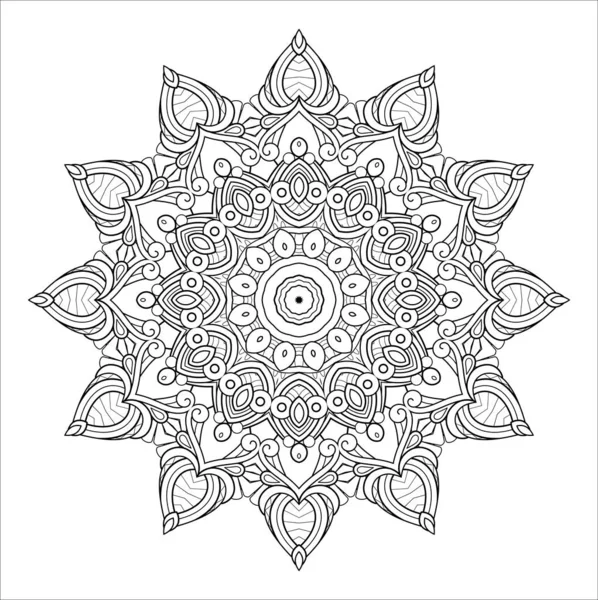 Mandala Vectoriel Monochrome Élément Décoratif Ethnique Objet Abstrait Rond Isolé — Image vectorielle