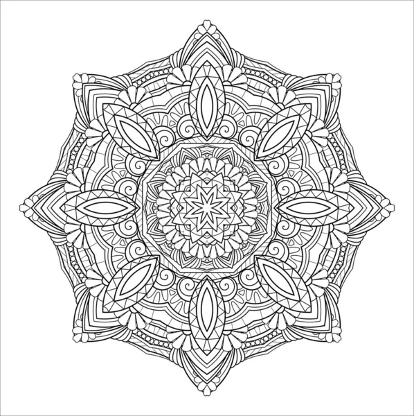 Mandala Vectoriel Monochrome Élément Décoratif Ethnique Objet Abstrait Rond Isolé — Image vectorielle