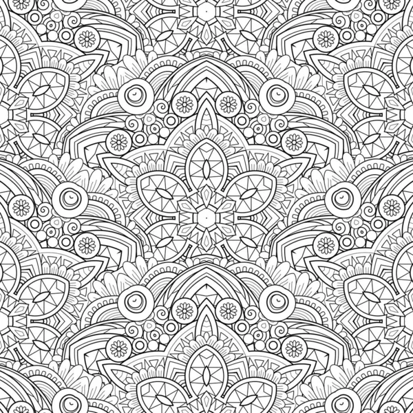 Modèle Monochrome Sans Couture Vectoriel Pages Colorier Imprimables Squama Décoratif — Image vectorielle