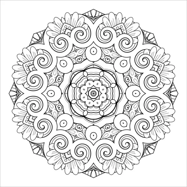 Vektor Monochromatický Mandala Etnický Dekorativní Prvek Kulatý Abstraktní Objekt Izolovaný — Stockový vektor