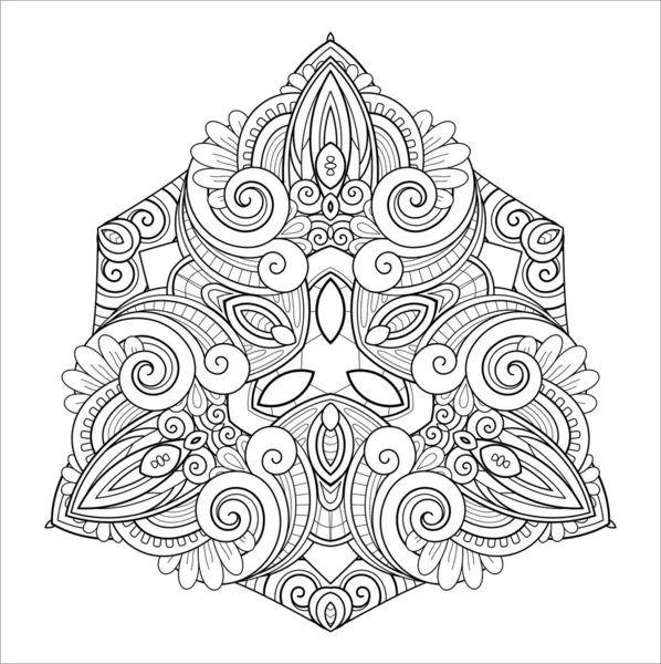 Vettore Mandala Monocromatico Elemento Decorativo Etnico Oggetto Astratto Rotondo Isolato — Vettoriale Stock
