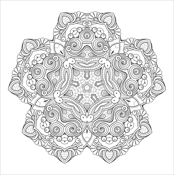 Vektor Monochrom Mandala Ethnisch Dekoratives Element Runde Abstrakte Objekt Isoliert Stockillustration