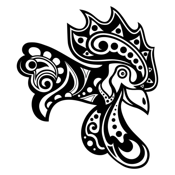 Cabeza de gallo decorativa tribal vector — Vector de stock