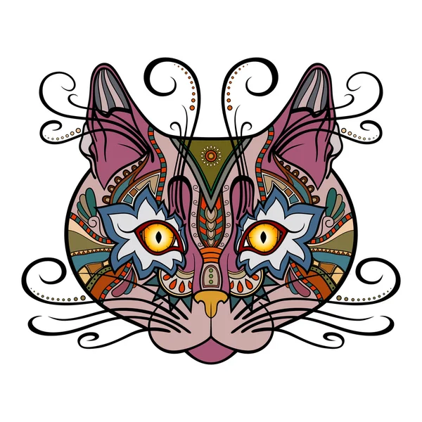 Vector Gato decorativo tribal — Vector de stock