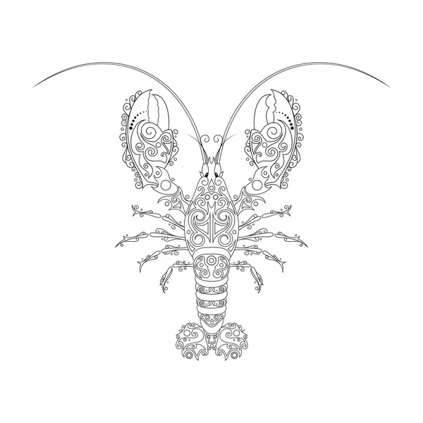 Vector Tribal Decorative Lobster — Stock Vector