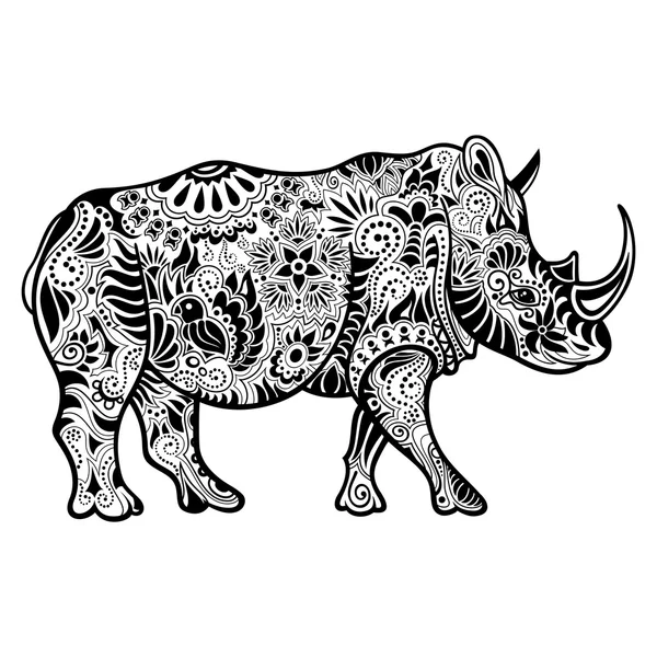 Vector tribal decorativo rinoceronte — Vector de stock