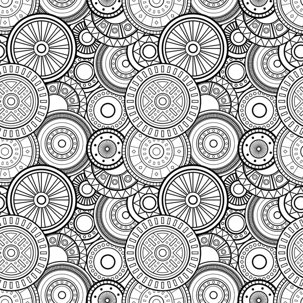 Vector Seamless Monochrome Circles Pattern — Stock Vector