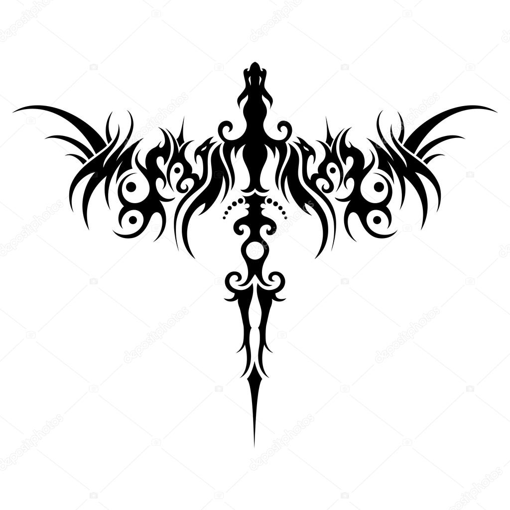Vector Tribal Dragon. Patterned design