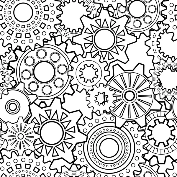 Vector Seamless Monochrome Gear Pattern — Stock Vector