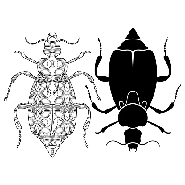 Vector Tribal Decorative Beetle — Stock Vector