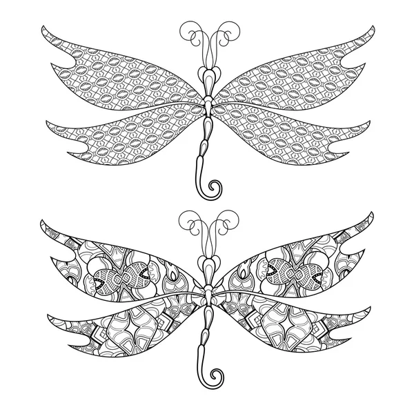 Conjunto vectorial de libélula abstracta sobre fondo blanco — Archivo Imágenes Vectoriales