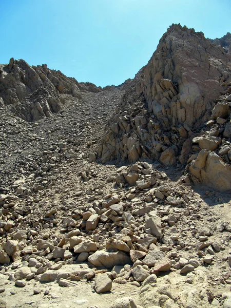 Rock Collapse Rocky Desert Hot Stones Blue Sky — Stock Photo, Image
