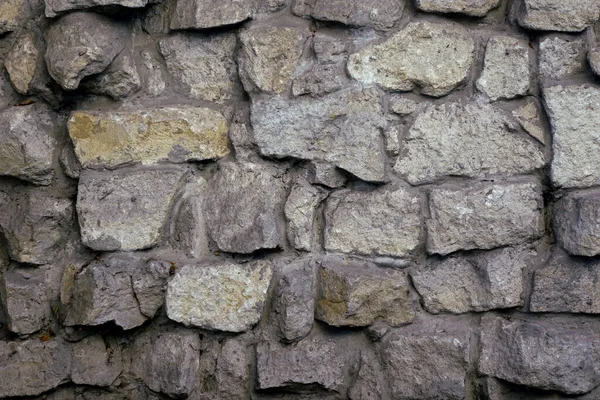 Kamienna Ściana Szarego Bruku Głazów Grubymi Cementowymi Wiązaniami — Zdjęcie stockowe