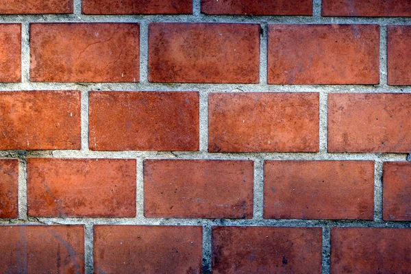 Ziegelwand Rotes Mauerwerk Mit Zementfugen Graue Nähte Zwischen Karmin Strukturierten — Stockfoto