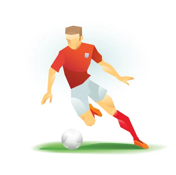 Soccer (football) player dribbles ball — Stock Vector