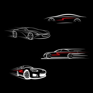 Cars silhouetts in movement clipart