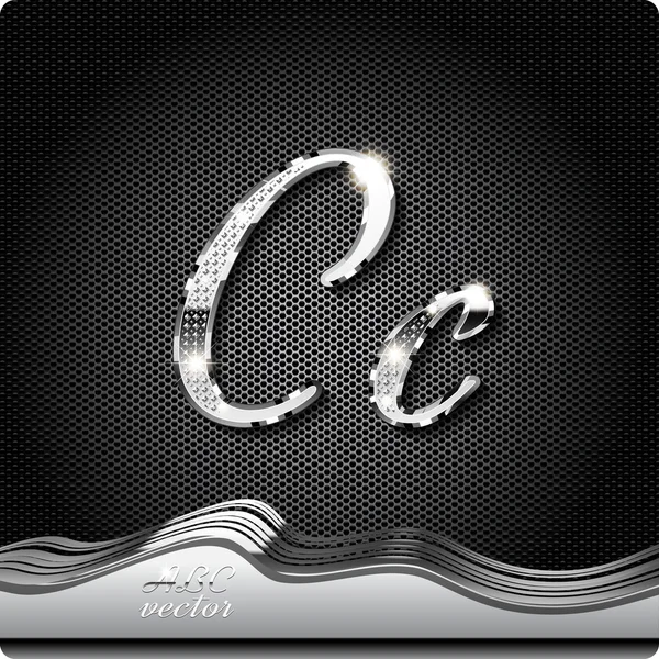 Chrome cursive letters C — Stock Vector