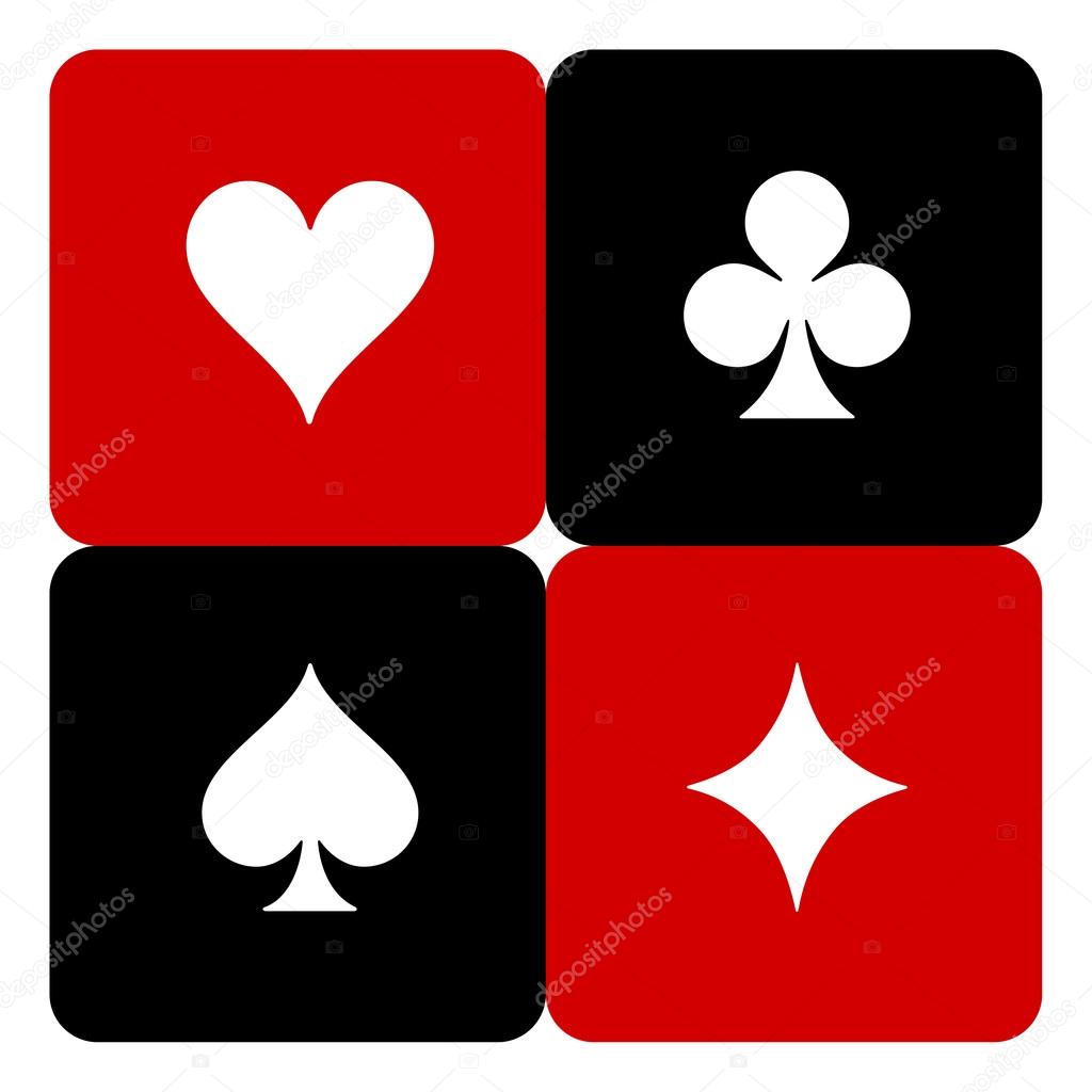 Standard suits for playing cards. Hearts, Clubs, Spades, Diamonds. icons eps8
