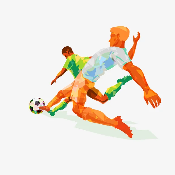 Футболисты в борьбе за мяч — стоковый вектор