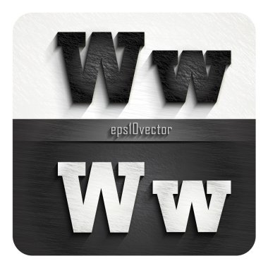 stylish black and white letters W clipart