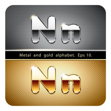 krom metal ve altın harf N