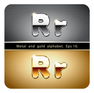 metal ve altın harf R krom