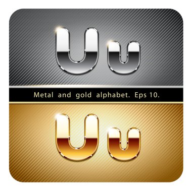 krom metal ve altın harf U