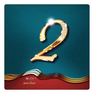 Golden stylish number 2 clipart