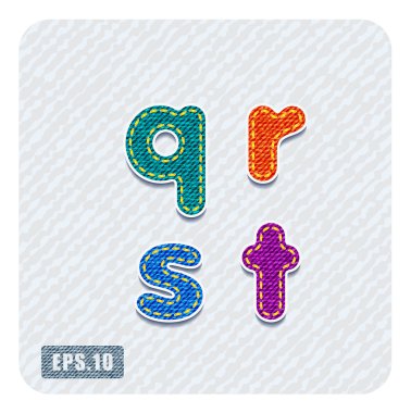 denim küçük harf q, r, s, t