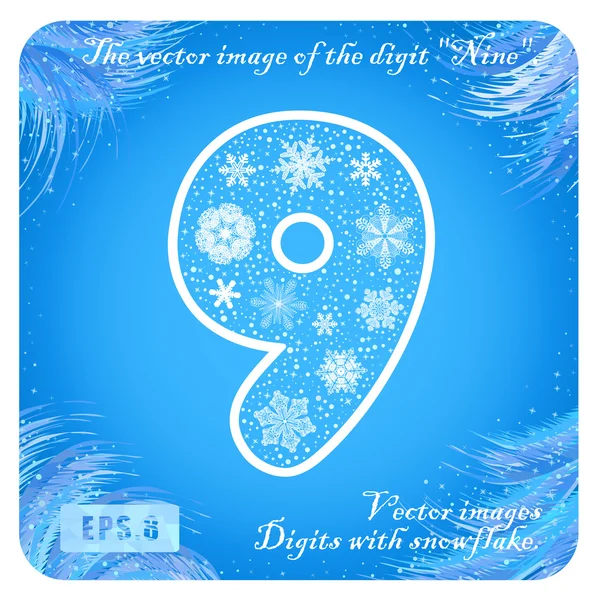 Snowflakes digit 9 — Stock Vector