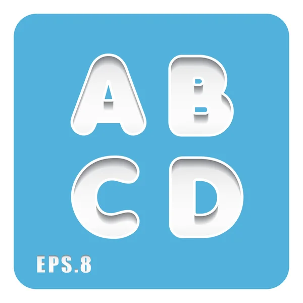 Paper letters A, B, C, D — Stock Vector