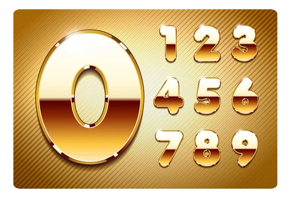 Set of gold metal numbers — Stock Vector