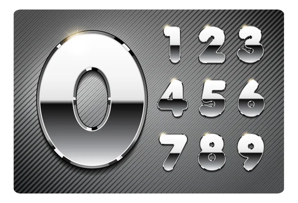 Set of chrome metal numbers — Stock Vector