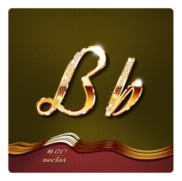 Letras cursivas de oro con estilo "B " — Vector de stock