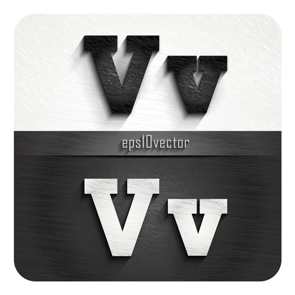 Letras en blanco y negro con estilo V — Vector de stock