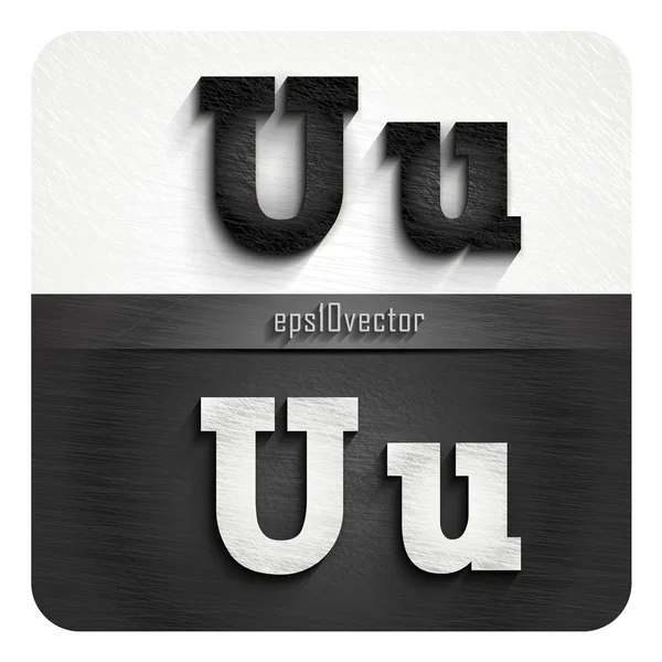 Letras en blanco y negro con estilo U — Vector de stock