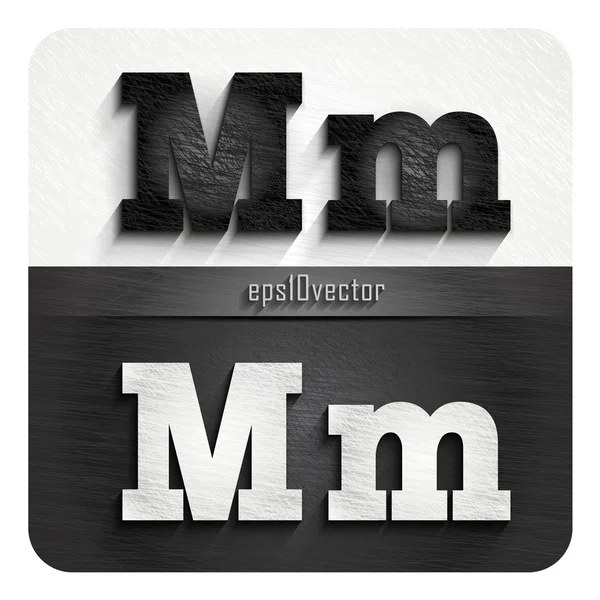 Stijlvolle zwarte en witte letters M — Stockvector