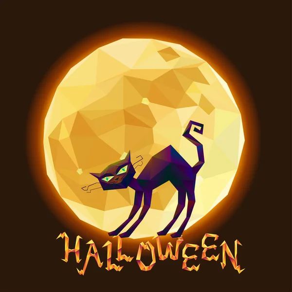 Halloween-Katze auf dem Hintergrund des Mondes — Stockvektor