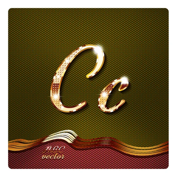 Letras cursivas de oro con estilo "C " — Vector de stock