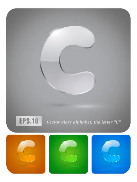 Glass alphabet letter "C" — Stock Vector