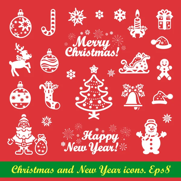 Christmas and New Year icons — Stock Vector