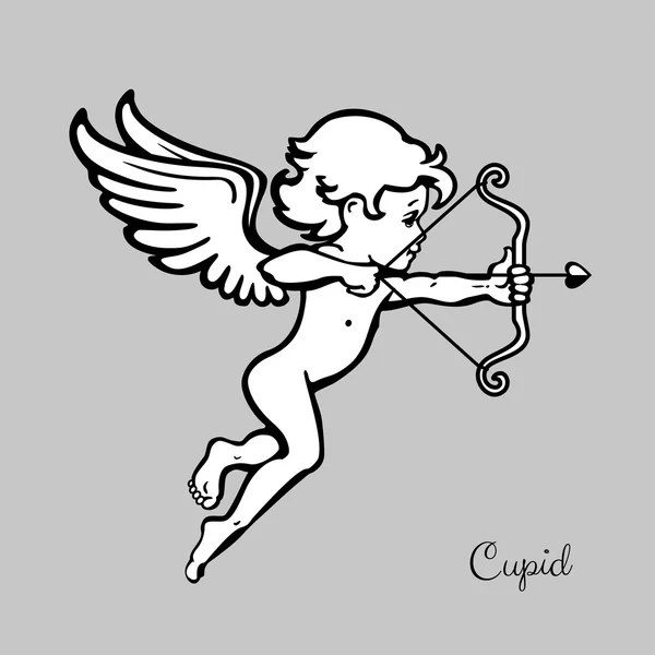 Cupidon avec des ailes flèches de tir — Image vectorielle