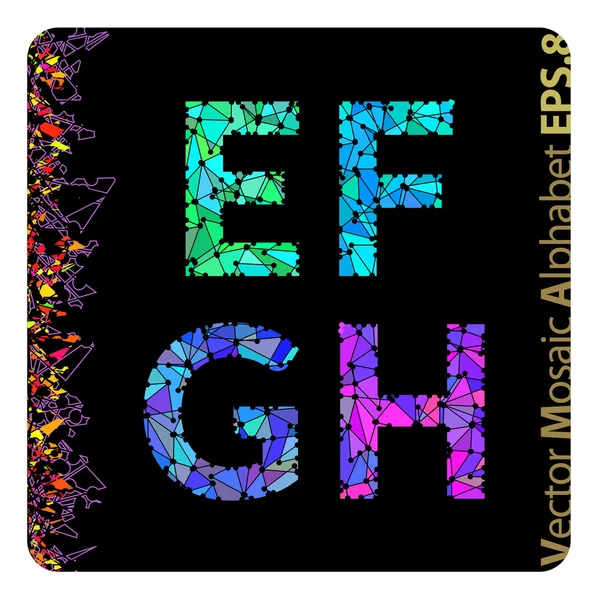 Mosaic letters E, F, G, H — Stock Vector