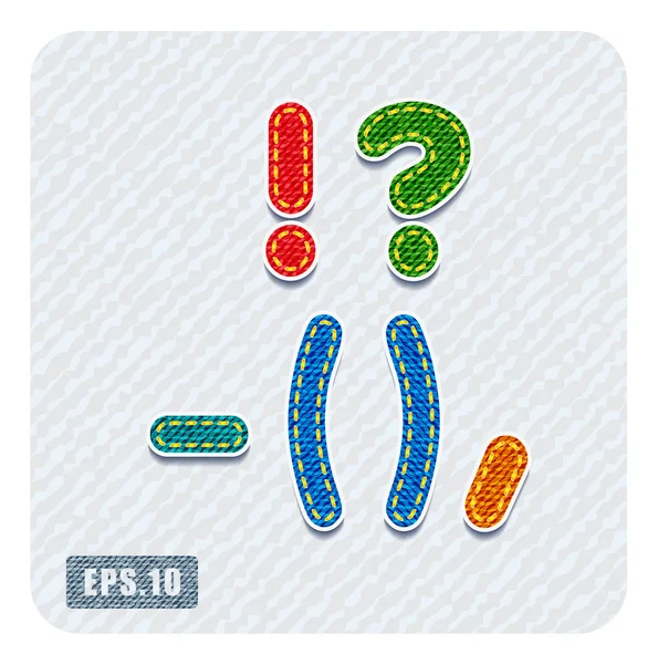 데님 문장 부호 및 기호 — 스톡 벡터