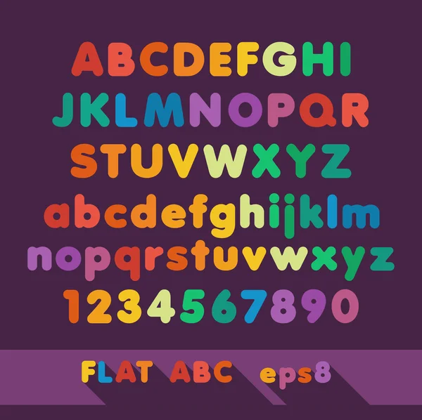 Fröhliches pastellfarbenes flaches Alphabet — Stockvektor