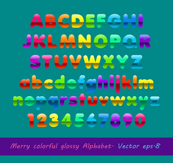 Merry kleurrijke glanzende alfabet — Stockvector